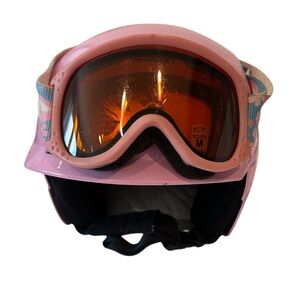 Youth Pink Ski Helmet with Goggles